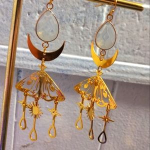 Goldton butterfly drop earrings